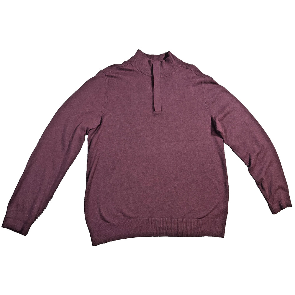 Banana Republic Men's Large 1/4 Zip Sweater Maroon Silk Cashmere Blend Pullover